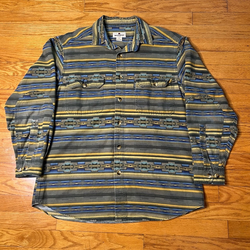 Men's Aztec Pattern Button-Up Woolrich Flannel - image 1